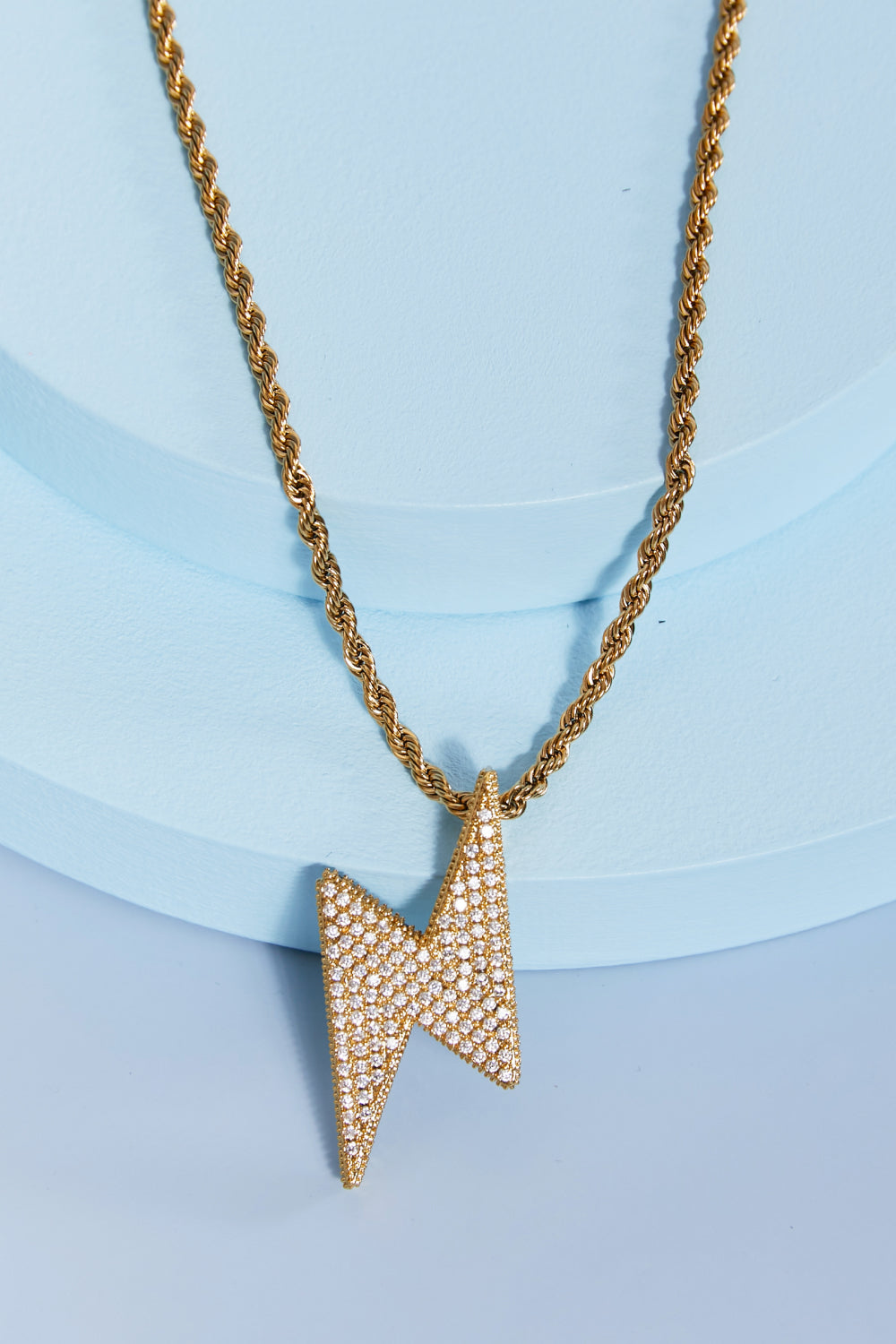 GNJ Brass Lightning Pendant Necklace *