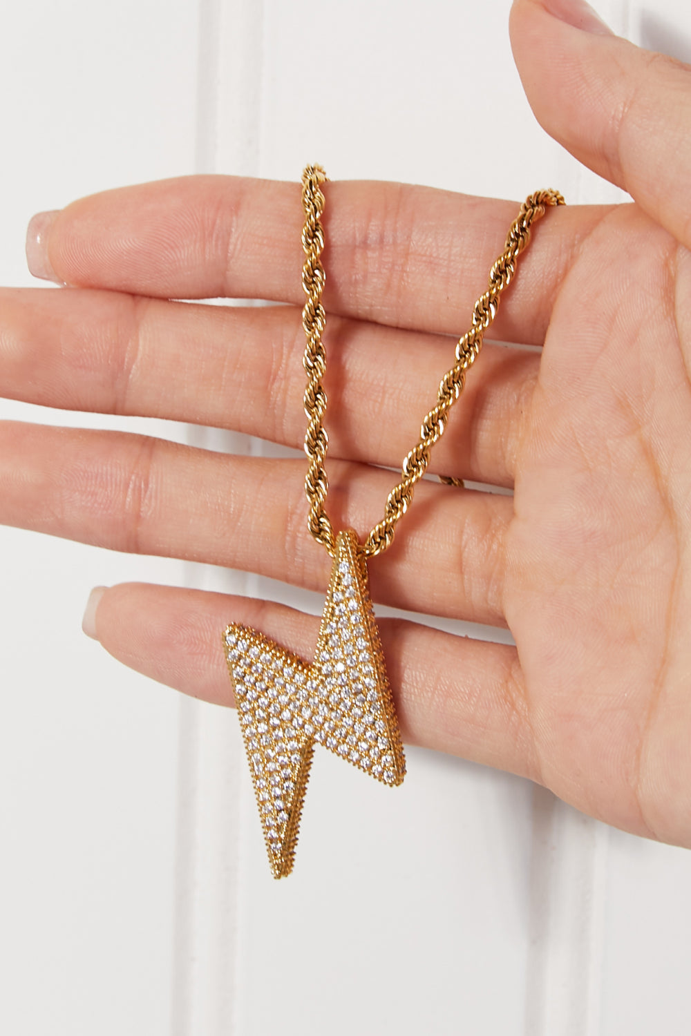 GNJ Brass Lightning Pendant Necklace *