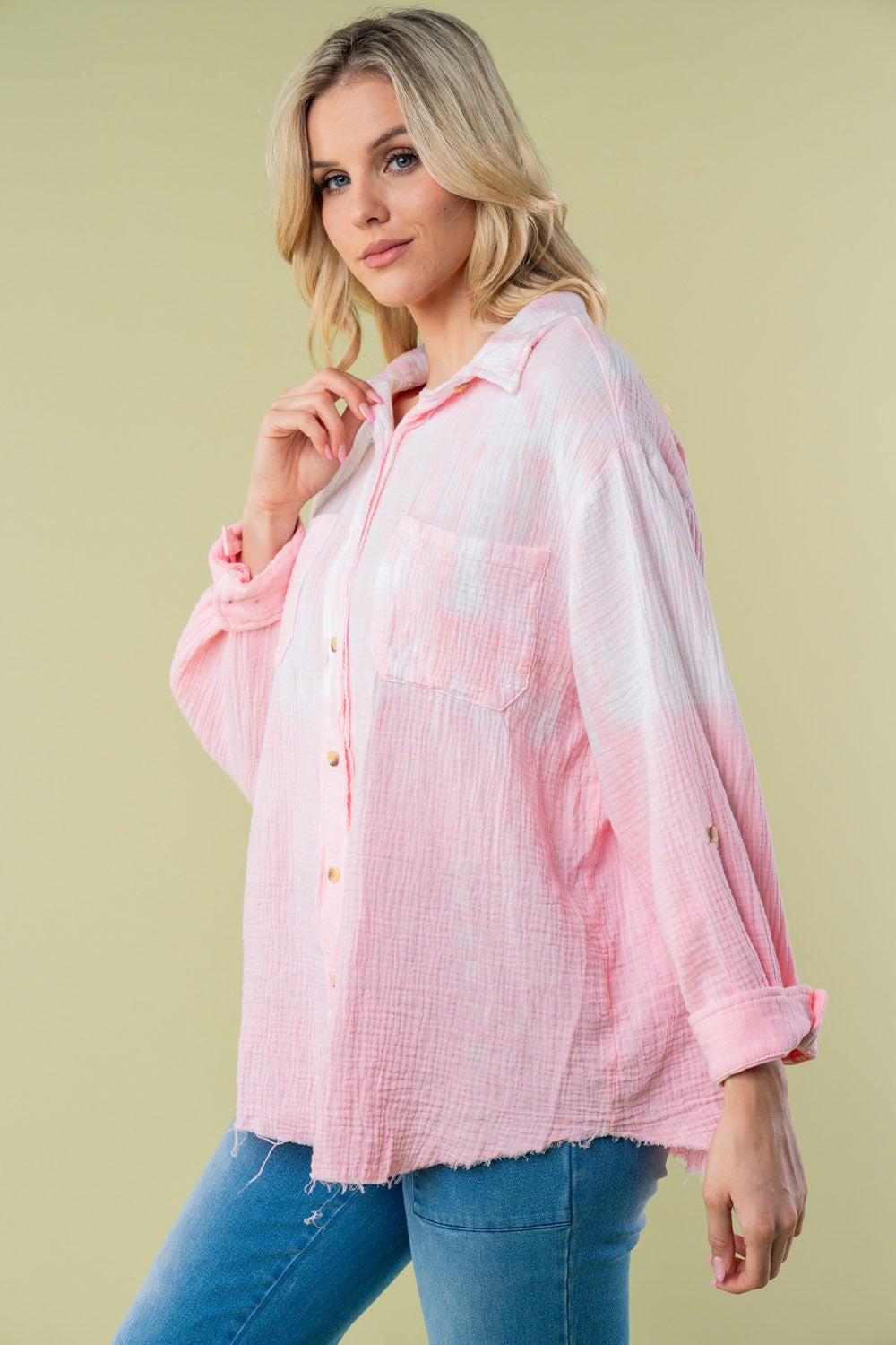 White Birch Full Size Long Sleeve Tie Dye Shirt *