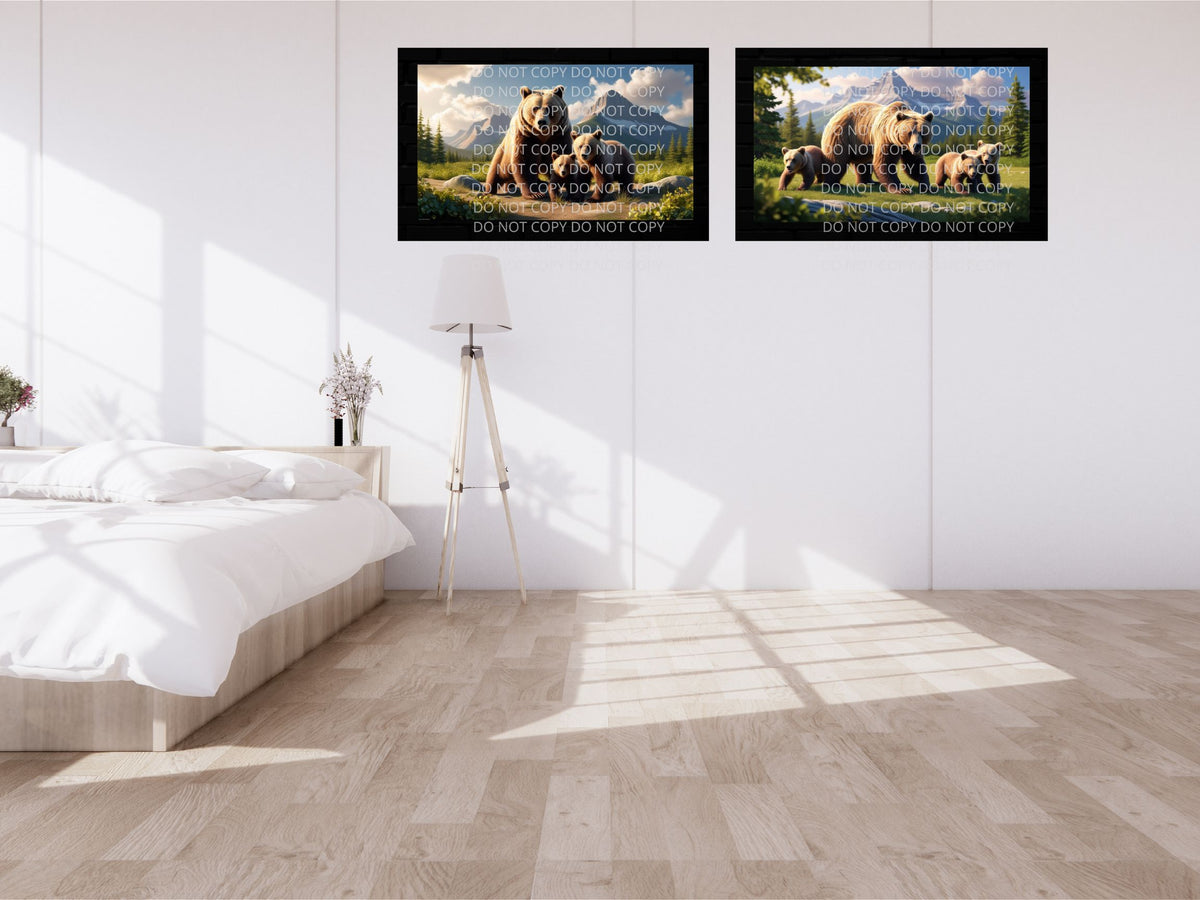 Brown Bear and Cubs Digital Art in PDF SVG PNG File Formats