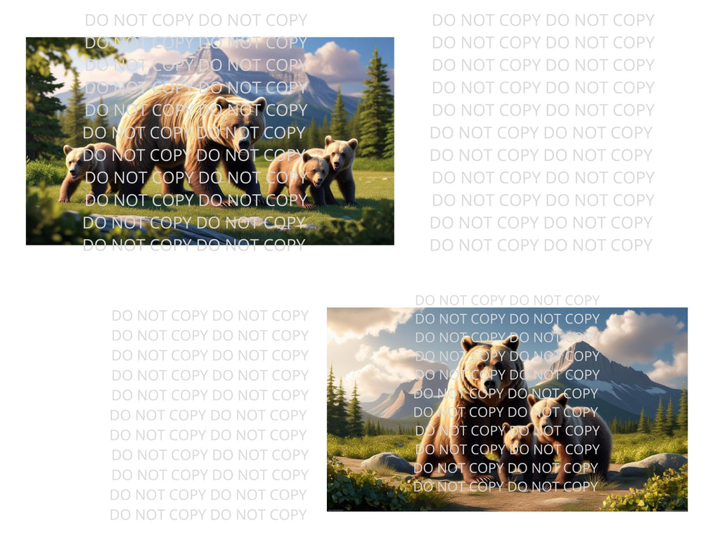 Brown Bear and Cubs Digital Art in PDF SVG PNG File Formats