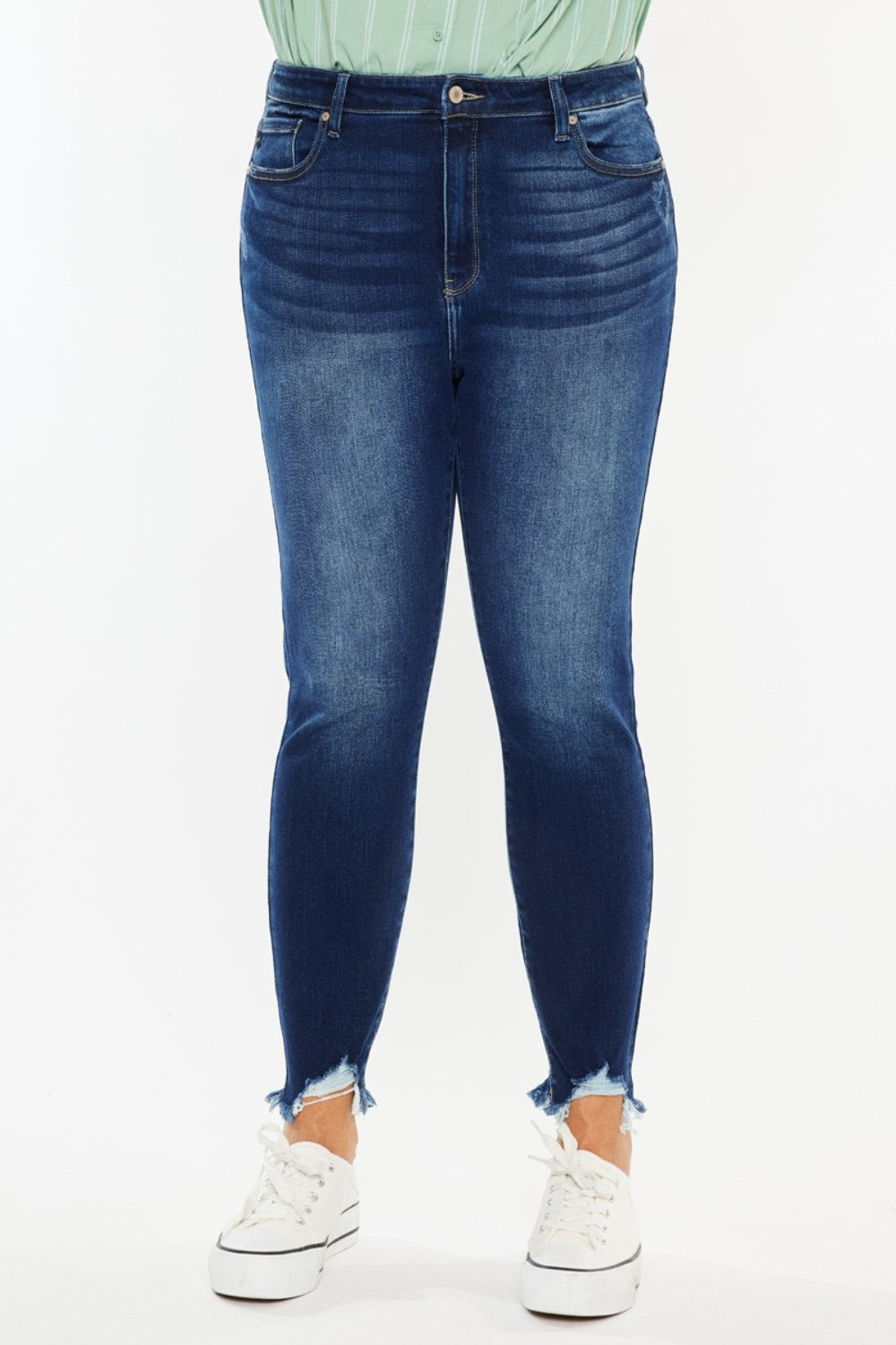Kancan Full Size High Rise Frayed Ankle Skinny Jeans *