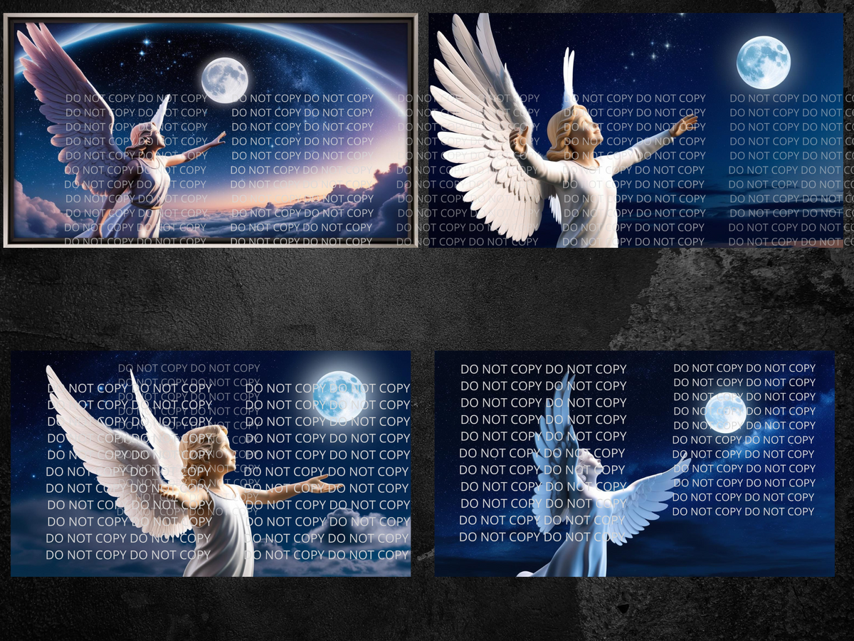 Angel at Night Digital Art in PDF SVG PNG File Formats