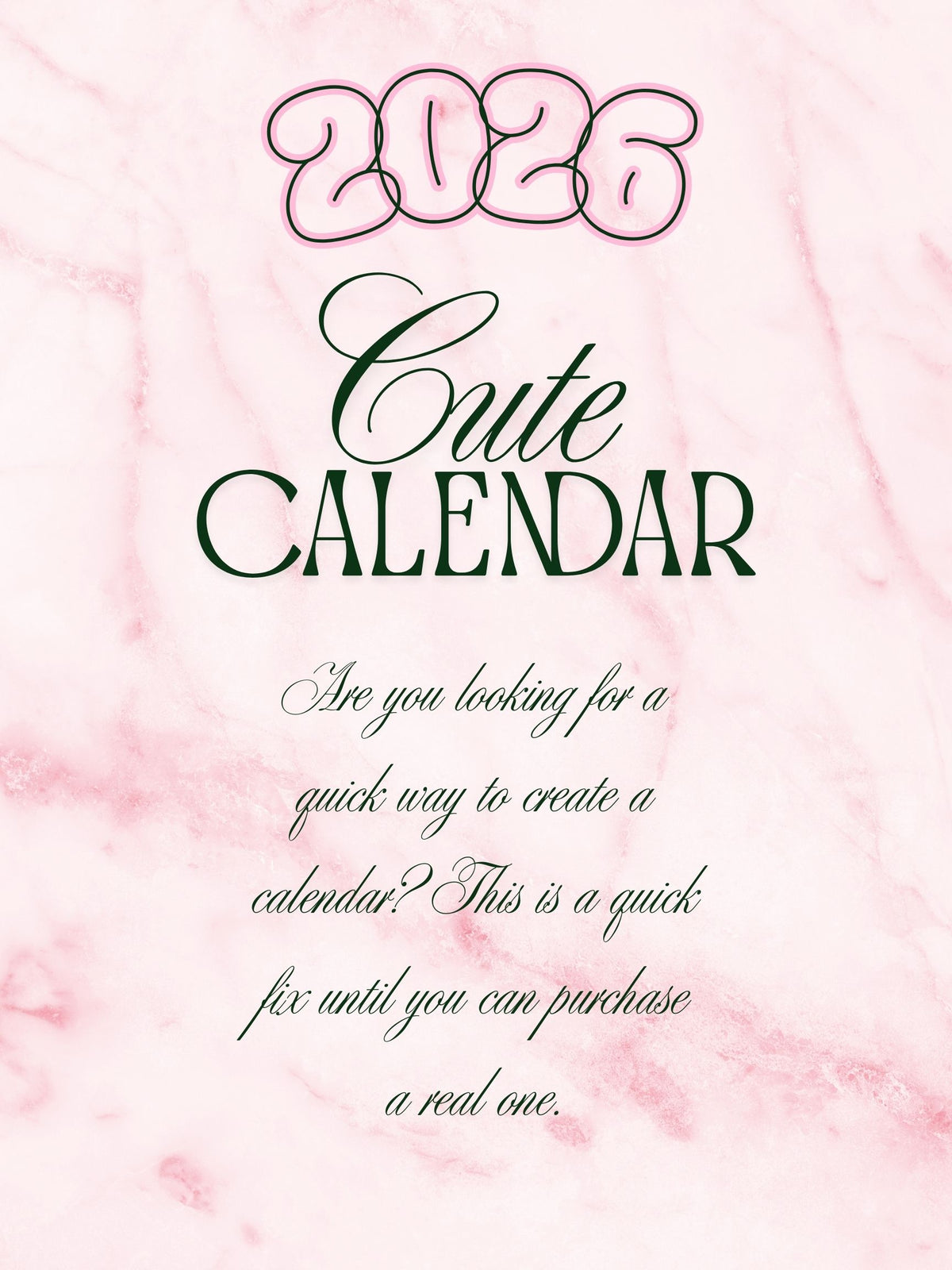 2026 Cute Digital Calendar in file formats SVG JPG PNG PDF