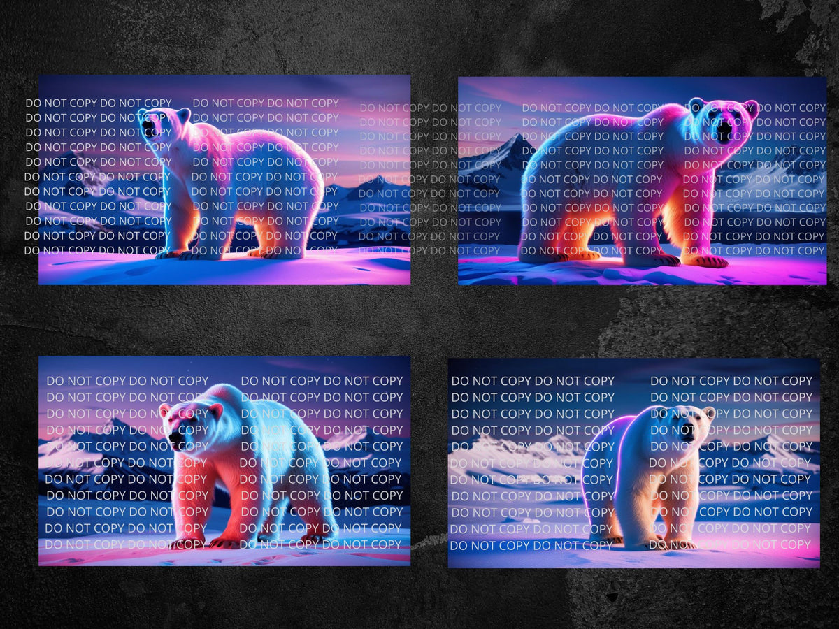 Polar Bear Neon Digital Art in PDF SVG PNG File Formats
