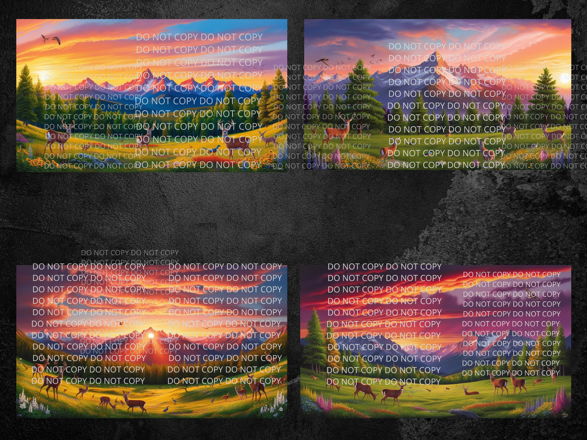 Mountain Sunset With Wildlife Digital Art in SVG PNG File Formats