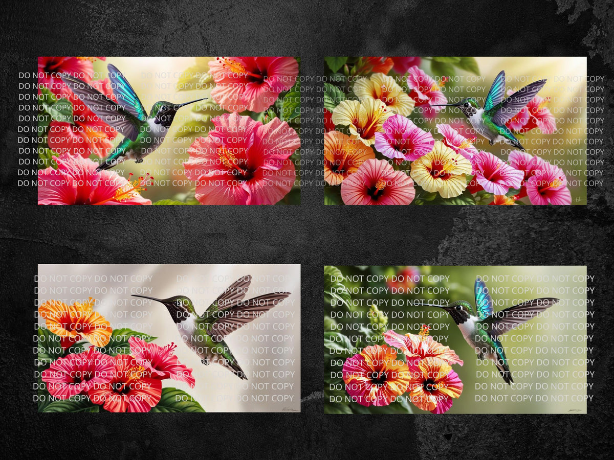 Hummingbirds and Flowers Digital Art in PDF SVG PNG File Formats