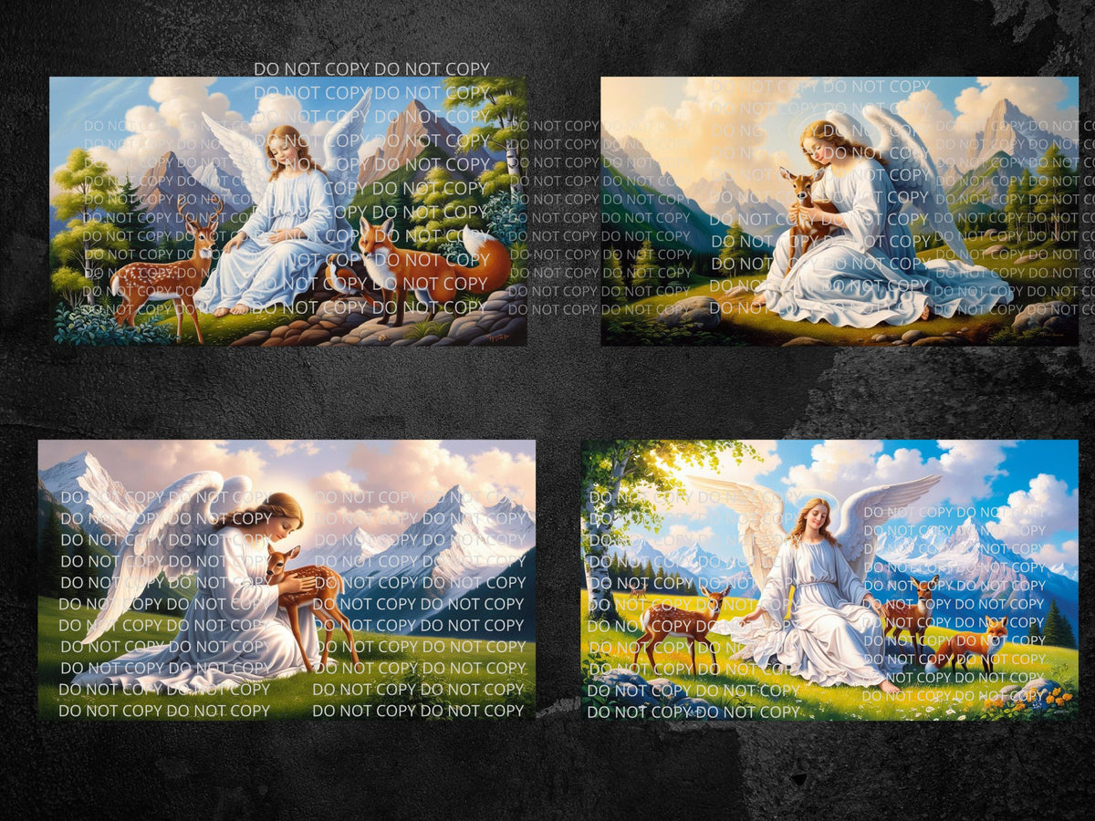 Angel with Wildlife Digital Art in PDF SVG PNG File Formats