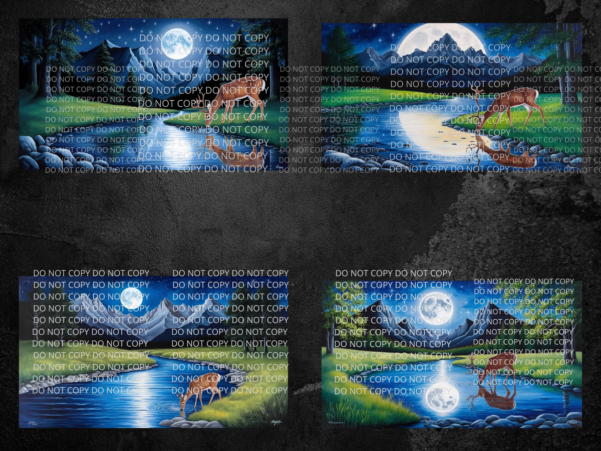 Deer at Night Digital Art in SVG PNG File Formats