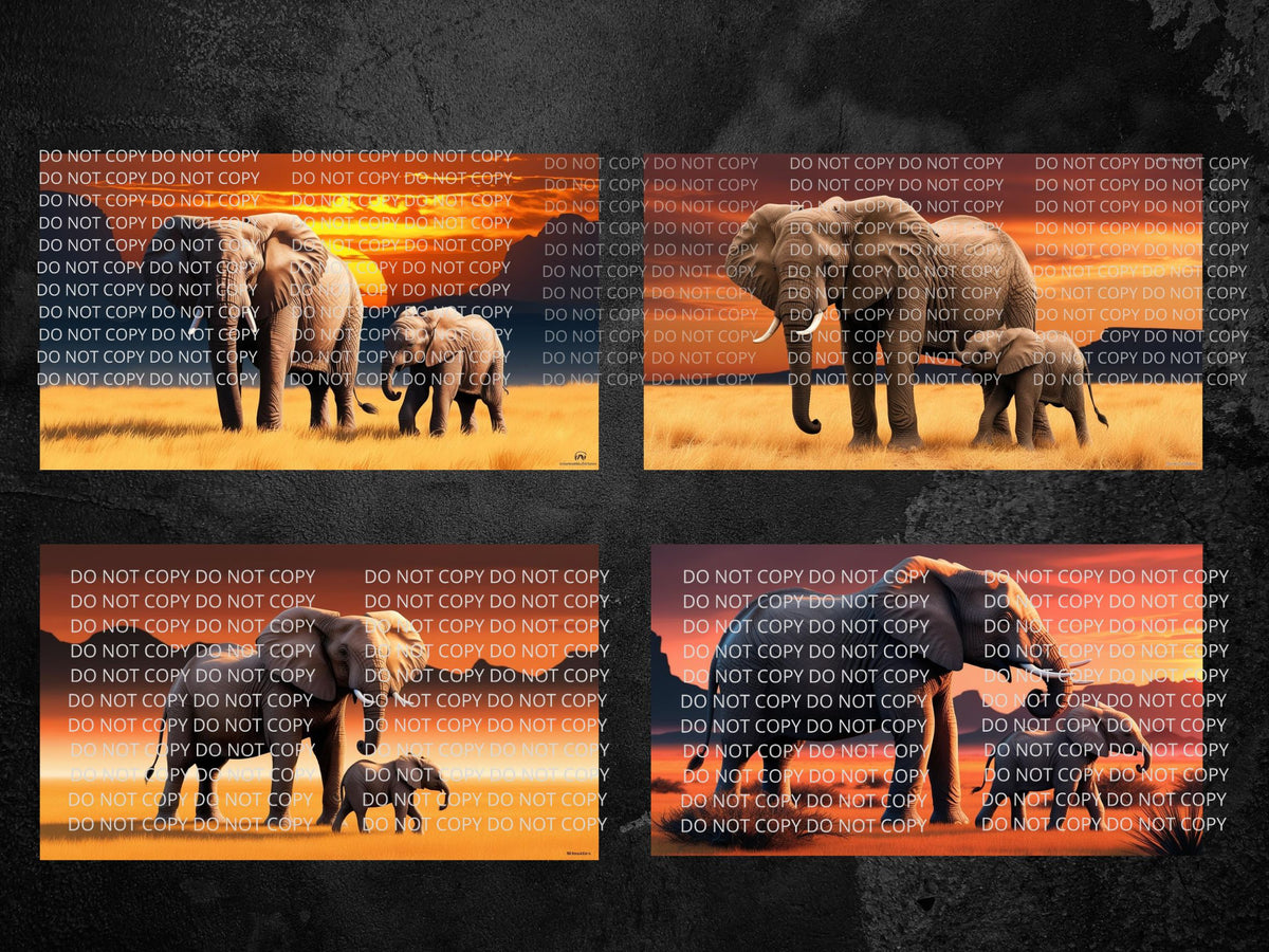 Elephant and Calf Digital Art in PDF SVG PNG File Formats
