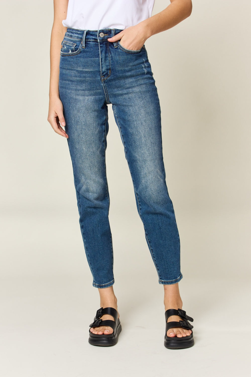 Judy Blue Full Size Tummy Control High Waist Slim Jeans *