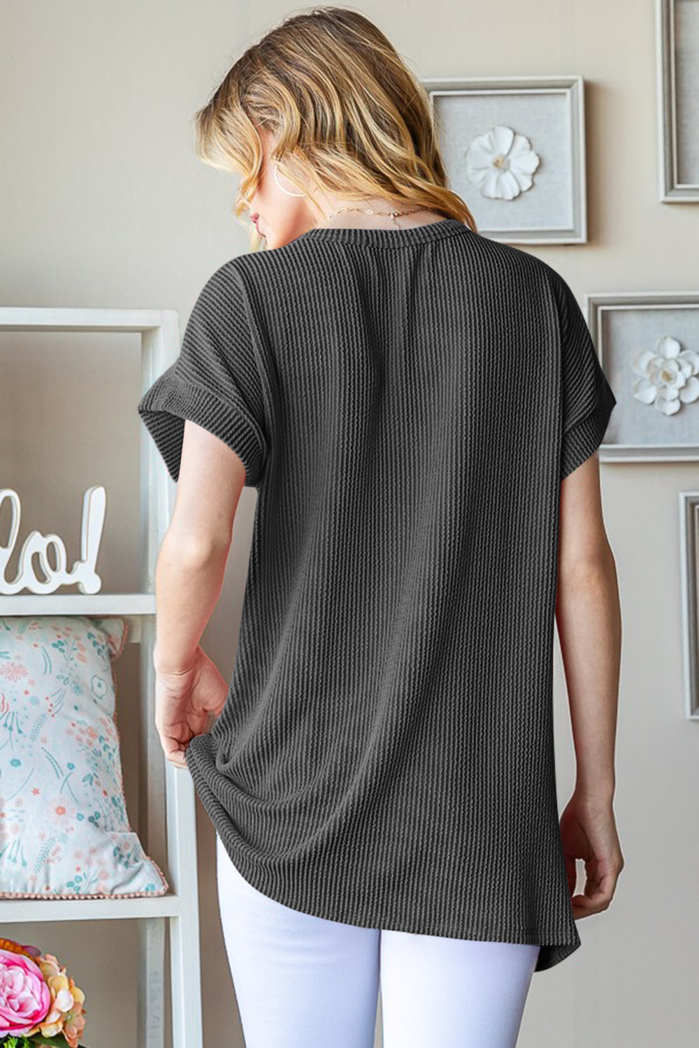 Heimish Full Size USA Graphic Short Sleeve Ribbed Top *