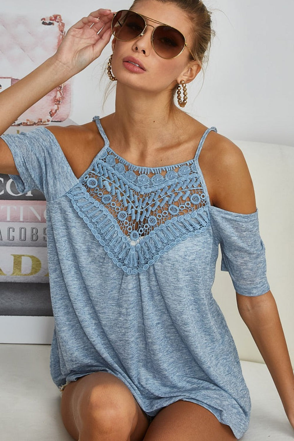 BiBi Front Crochet Lace Adjustable Strap Top - Brand BiBi *