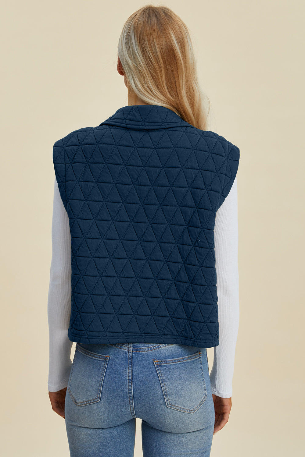 Double Take Full Size Pocketed Texture Snap Down Vest Coat *