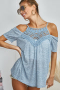 BiBi Front Crochet Lace Adjustable Strap Top - Brand BiBi *