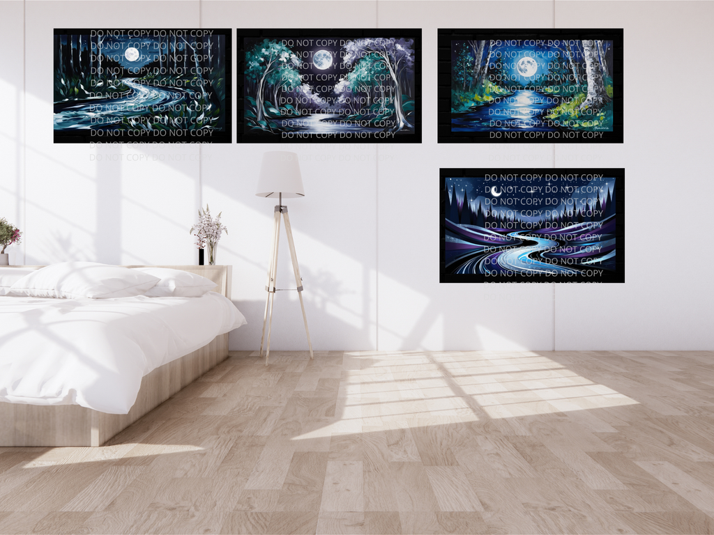 Abstract Night w Stream Digital Art in SVG PNG File Formats