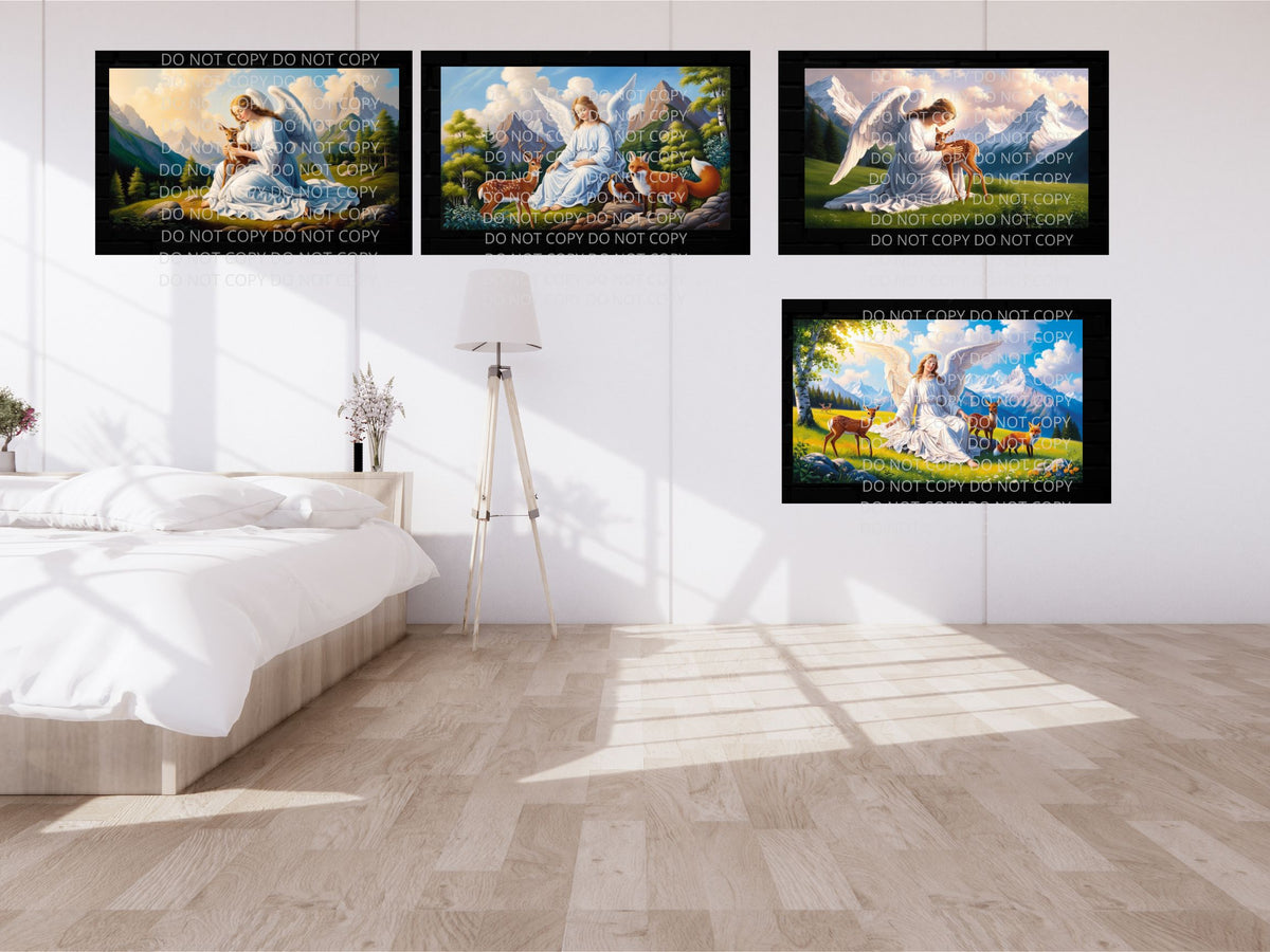 Angel with Wildlife Digital Art in PDF SVG PNG File Formats
