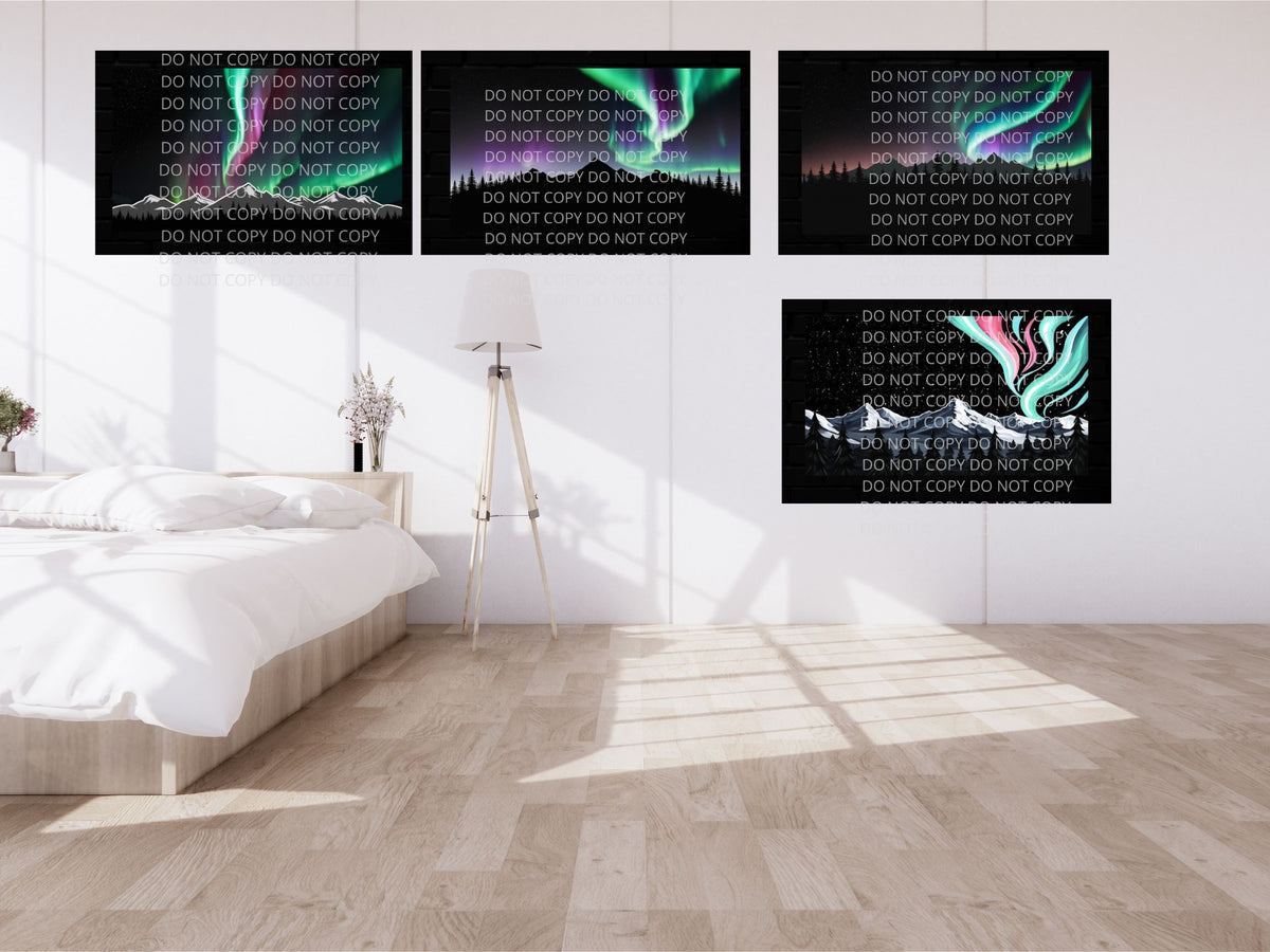 Northern Lights Digital Art in PDF SVG PNG File Formats