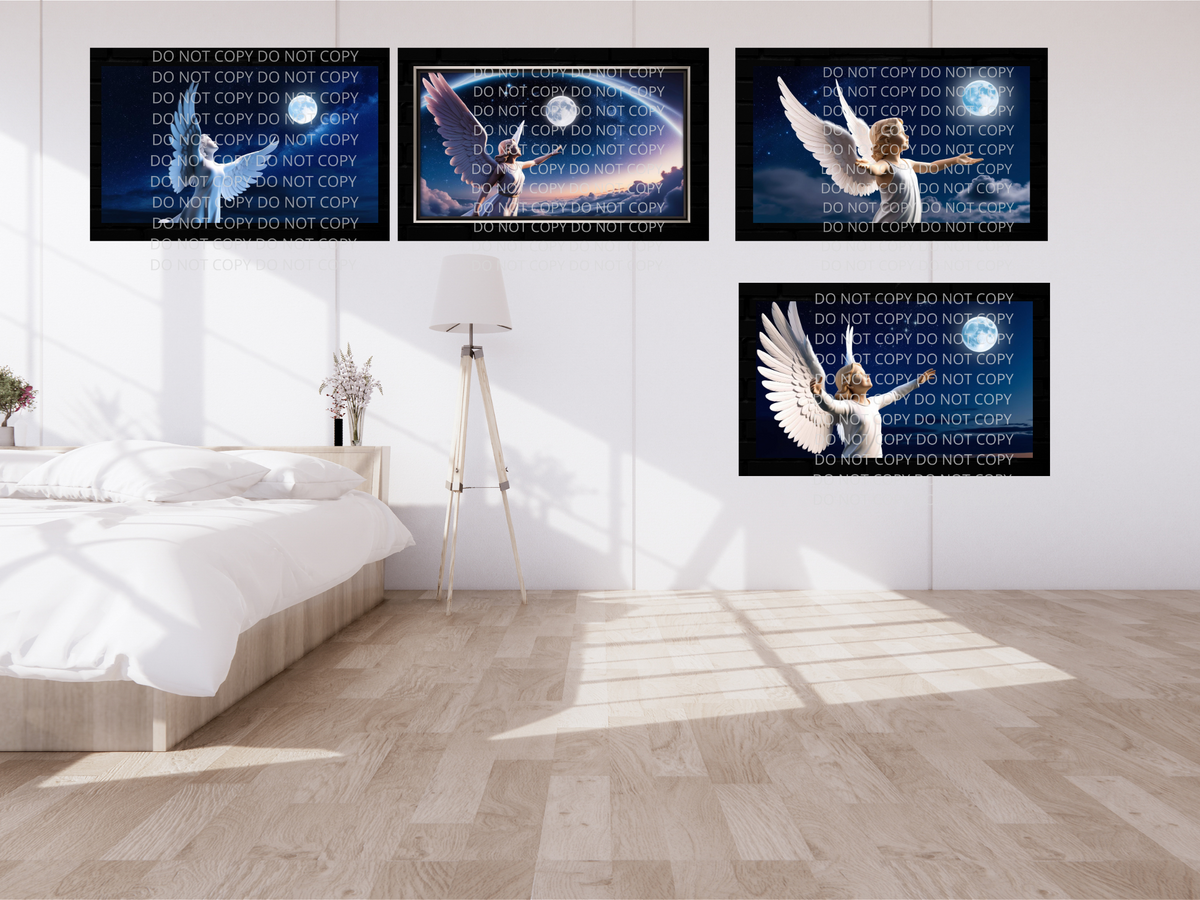 Angel at Night Digital Art in PDF SVG PNG File Formats