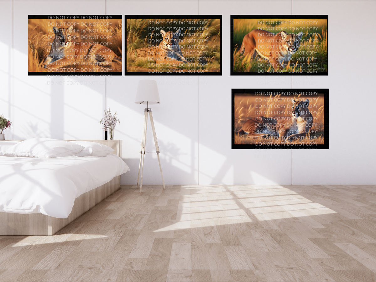 Mountain Lion With Scenery Digital Art in PDF SVG PNG File Formats