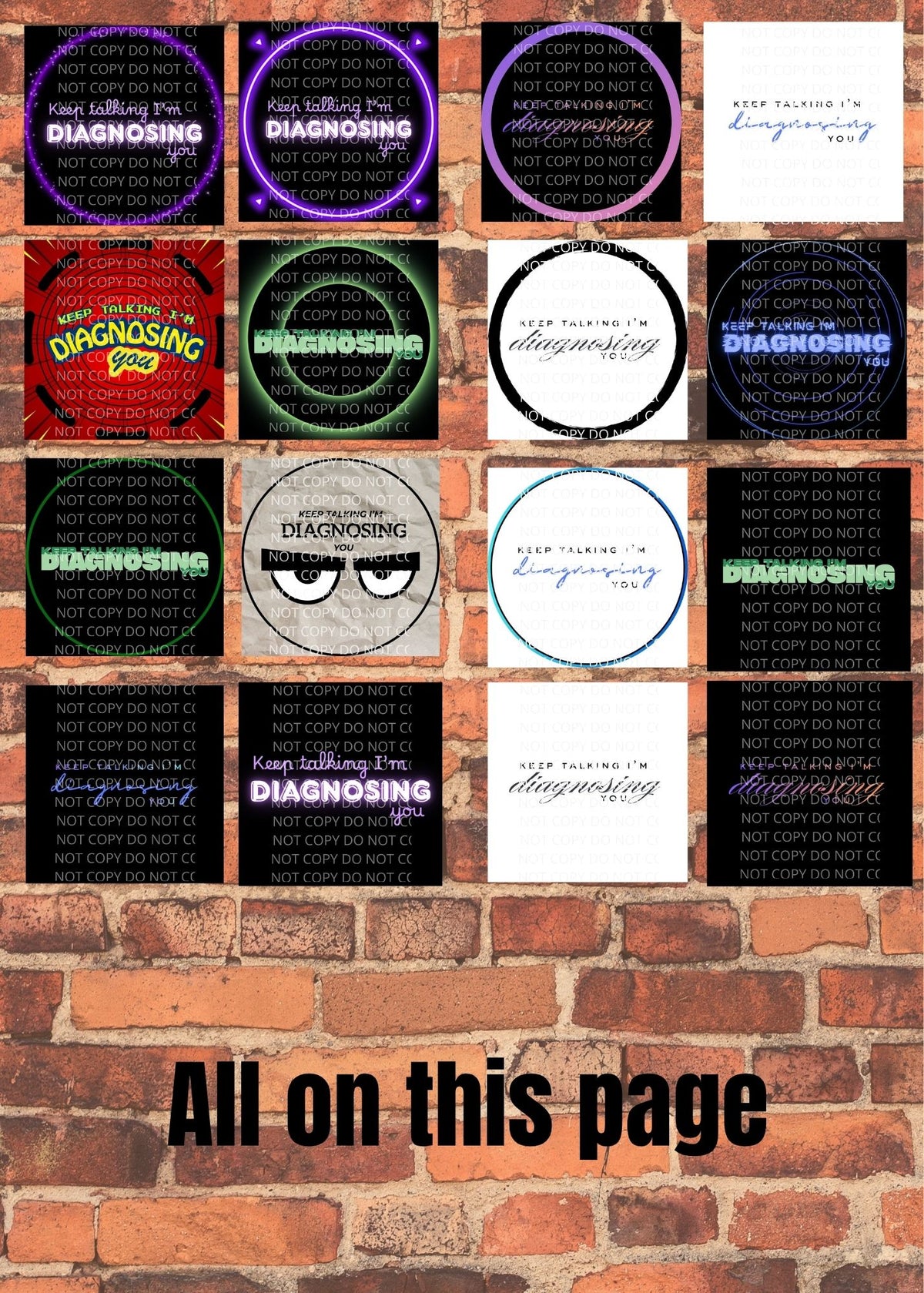 "Keep Talking I'm Diagnosing You" Printable Sticker Collection – 17 Multi-Style Sheets, 6 High-Quality File Formats Instant Download