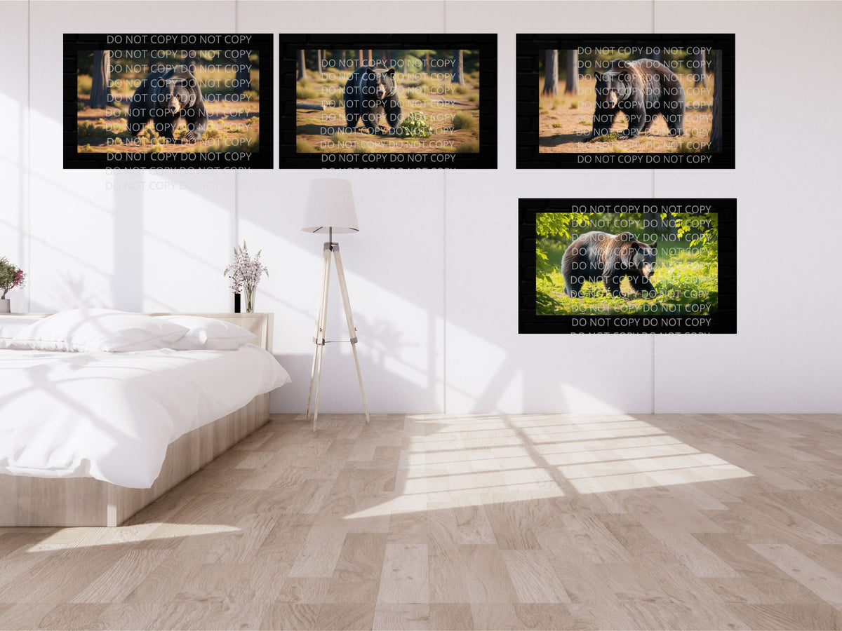 Black Bear in Woods Digital Art in PDF SVG PNG File Formats