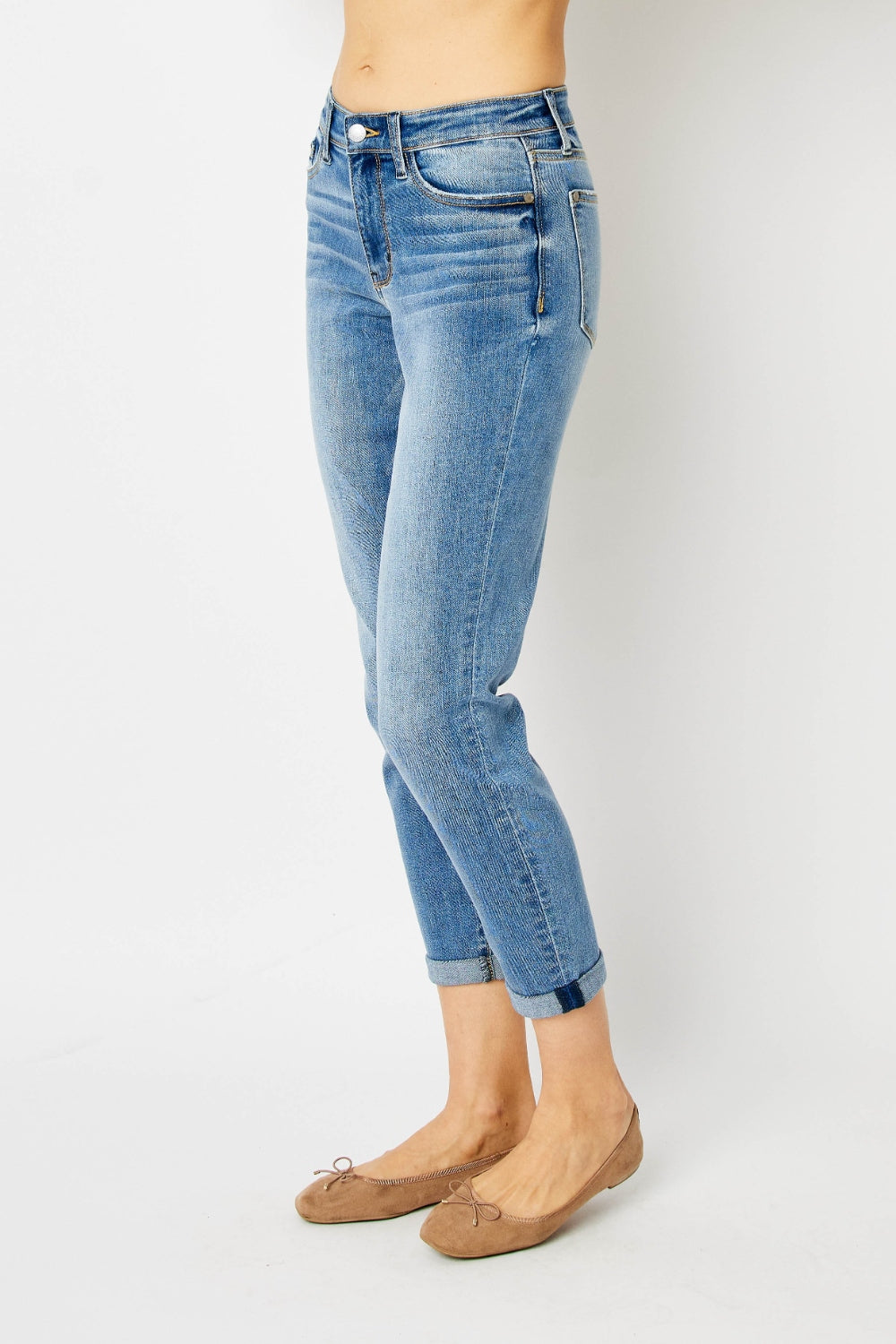 Judy Blue Full Size Cuffed Hem Slim Jeans *