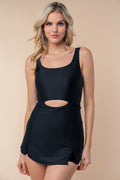 White Birch Full Size Sleeveless Tie Back Performance Knit Swim Dress *