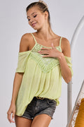 BiBi Front Crochet Lace Adjustable Strap Top - Brand BiBi *