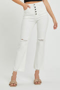 RISEN  Full Size High Rise Button Fly Straight Ankle Jeans *