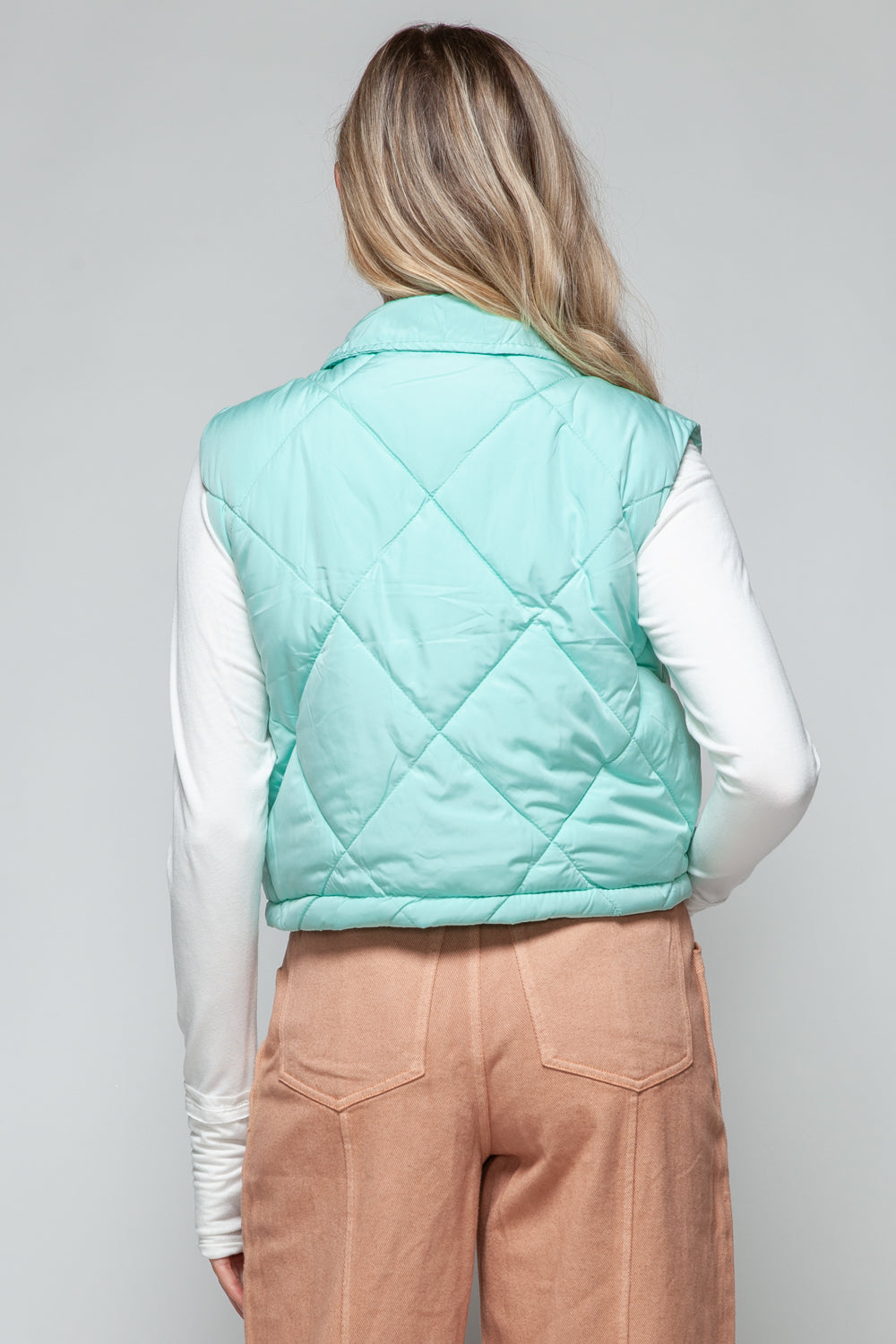 Snobbish Snap Down Quilted Crop Vest *