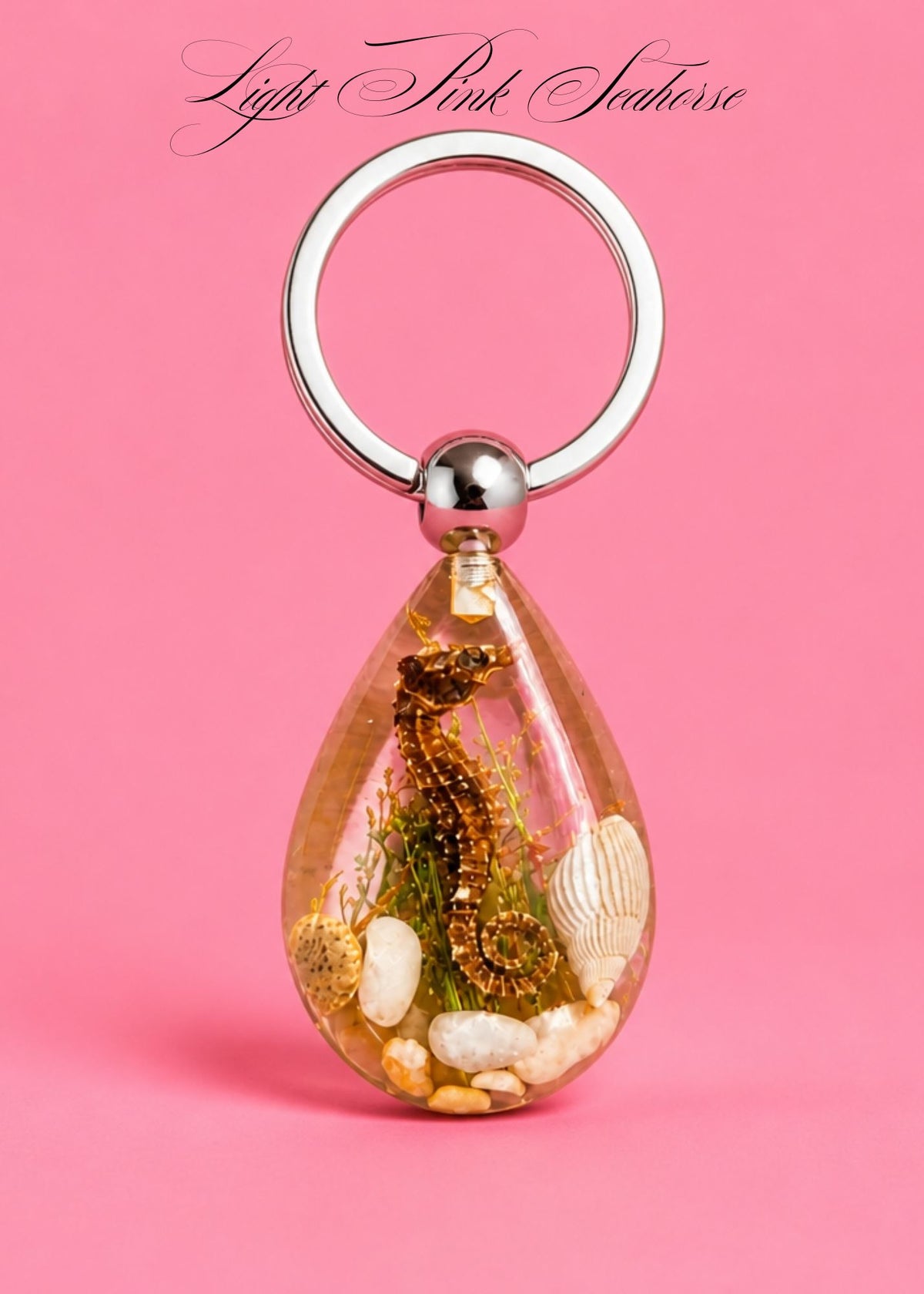 Handmade Faux Seahorse Keychain – Light Pale Pink