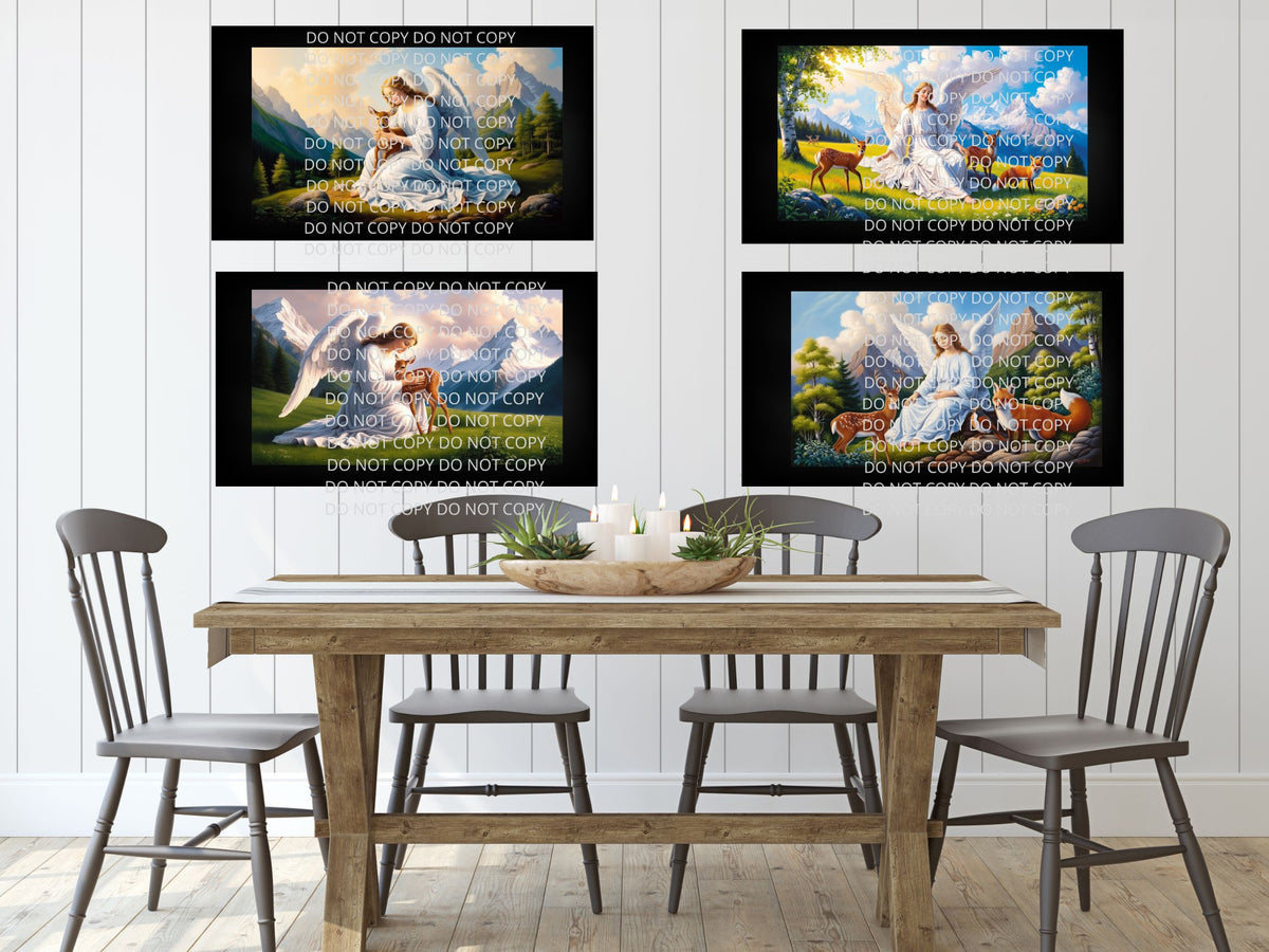 Angel with Wildlife Digital Art in PDF SVG PNG File Formats