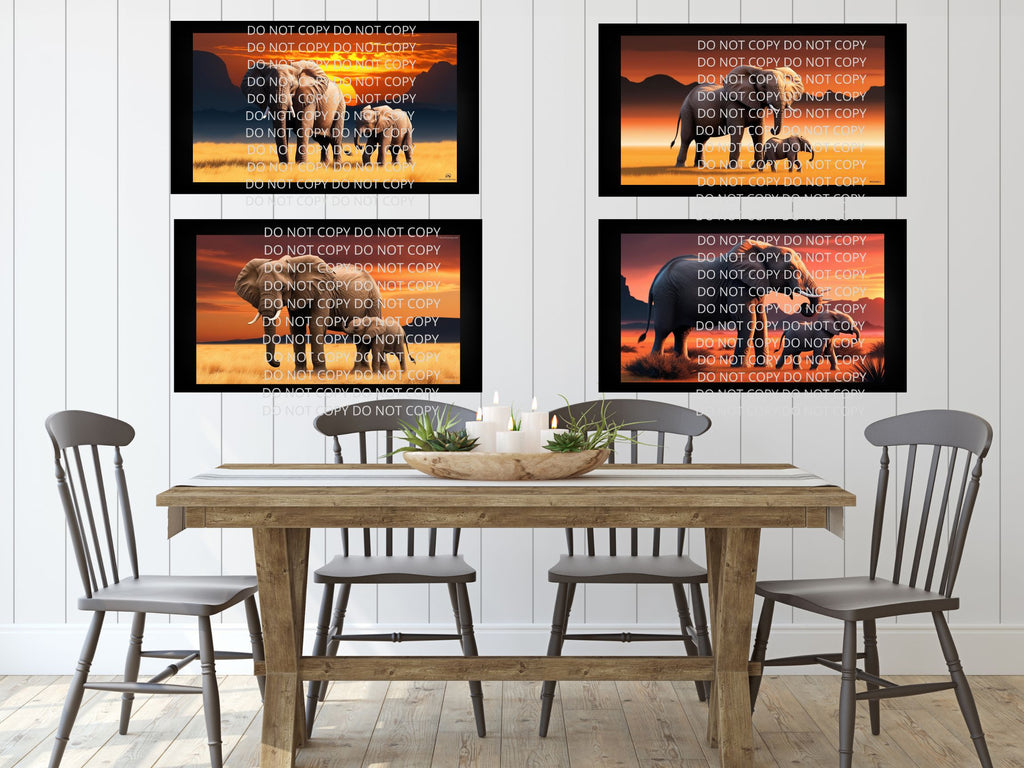 Elephant and Calf Digital Art in PDF SVG PNG File Formats