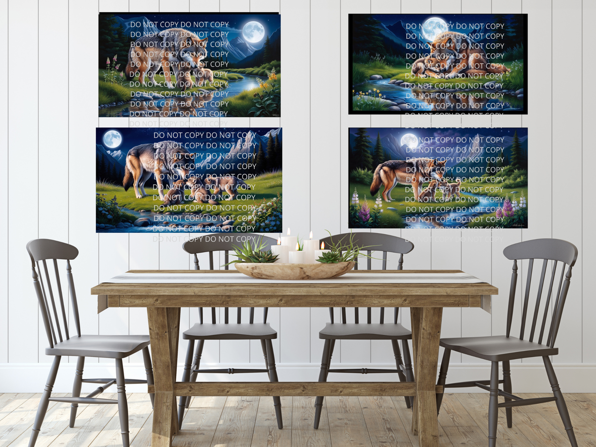 Mother Wolf and Cubs Digital Art in SVG PNG File Formats