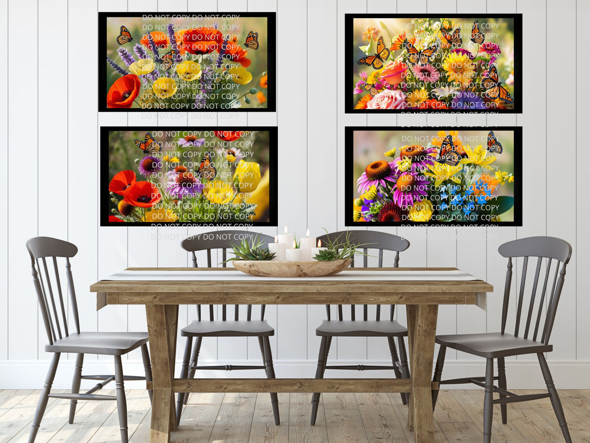 Butterflies with Flowers Digital Art in PDF SVG PNG File Formats