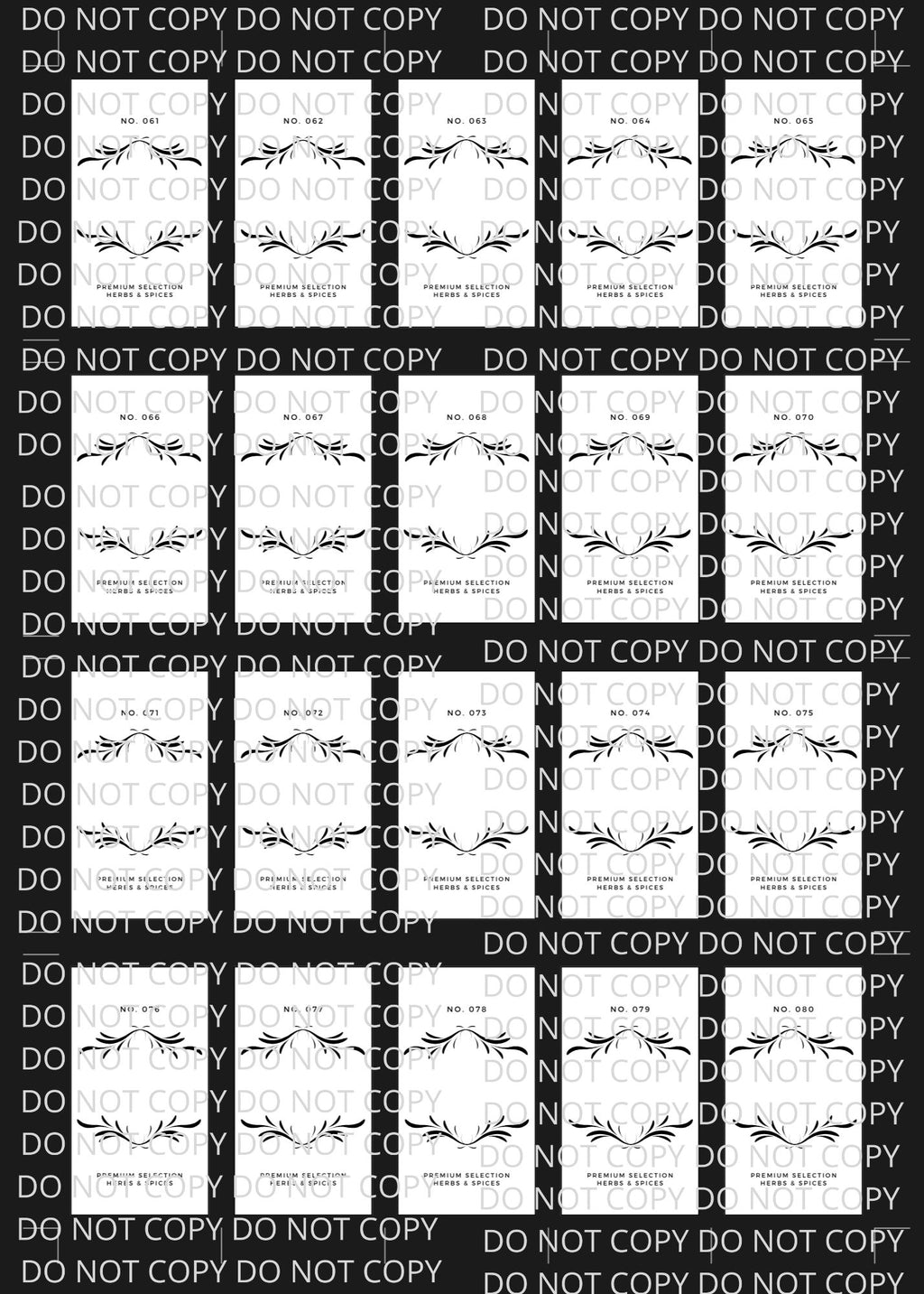 Spice Labels Black with Leaf Design Digital Art in PDF SVG PNG JPG File Formats