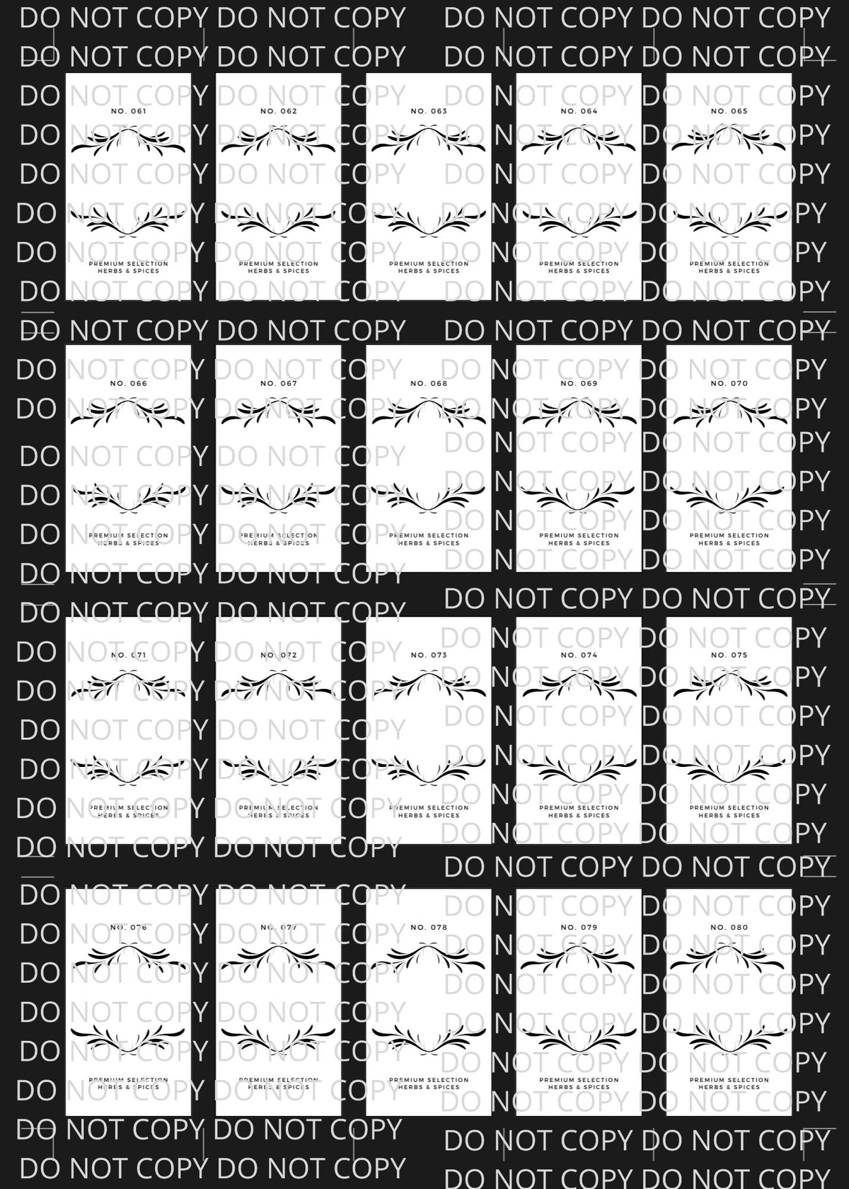 Spice Labels Black with Leaf Design Digital Art in PDF SVG PNG JPG File Formats