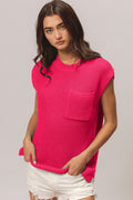 BiBi Patch Pocket Cap Sleeve Sweater Top - Brand BiBi *