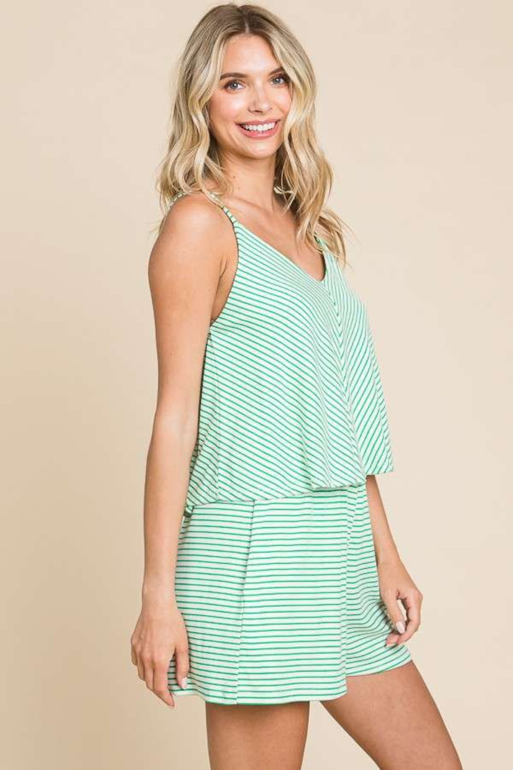 Culture Code Full Size Double Flare Striped Romper *