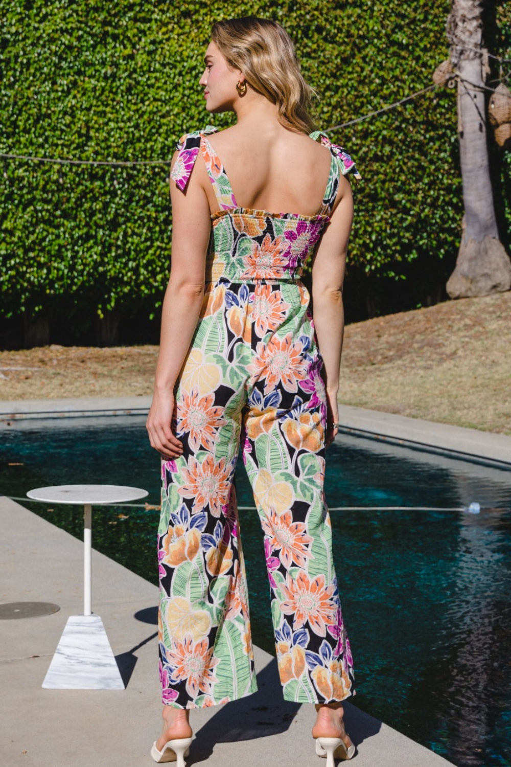 ODDI Full Size Floral Sleeveless Wide Leg Jumpsuit *