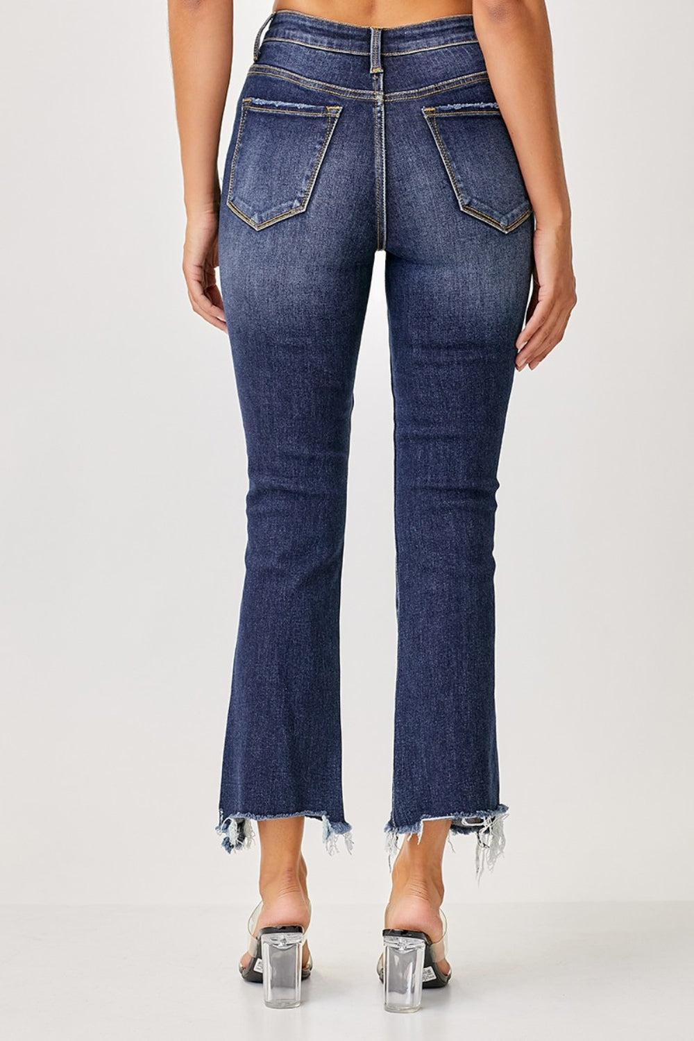 Risen Full Size Frayed Hem Cropped Straight Jeans *