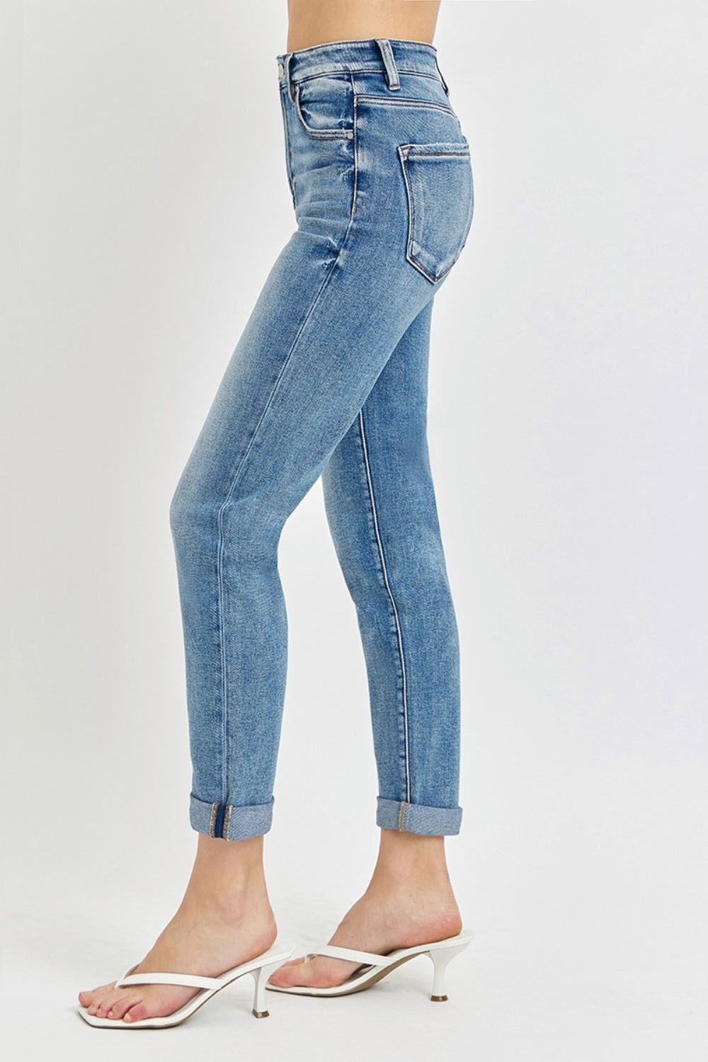 Risen Full Size High Rise Cropped Roll Up Jeans *