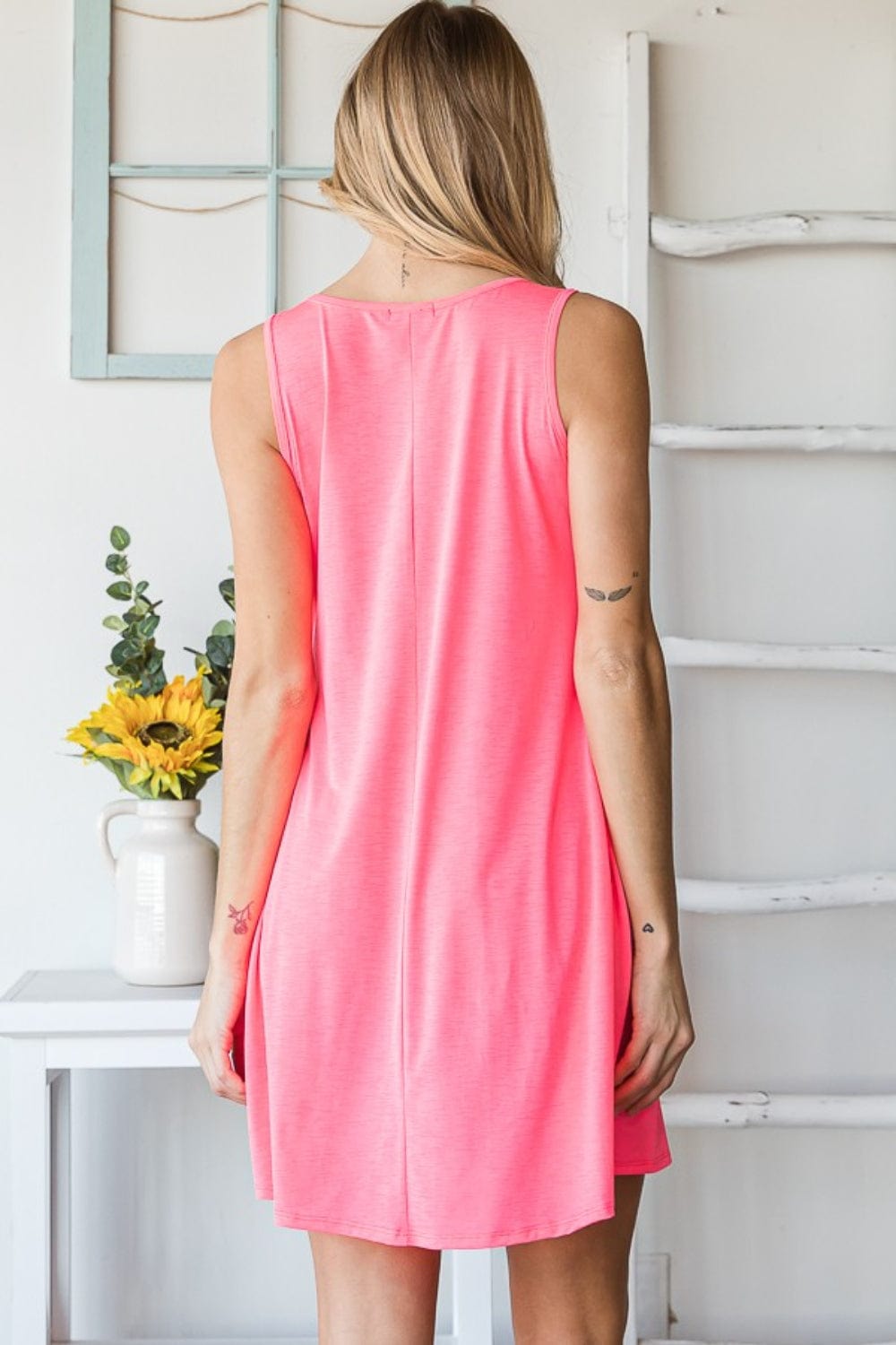 Heimish Full Size V-Neck Mini Tank Dress with Pockets *