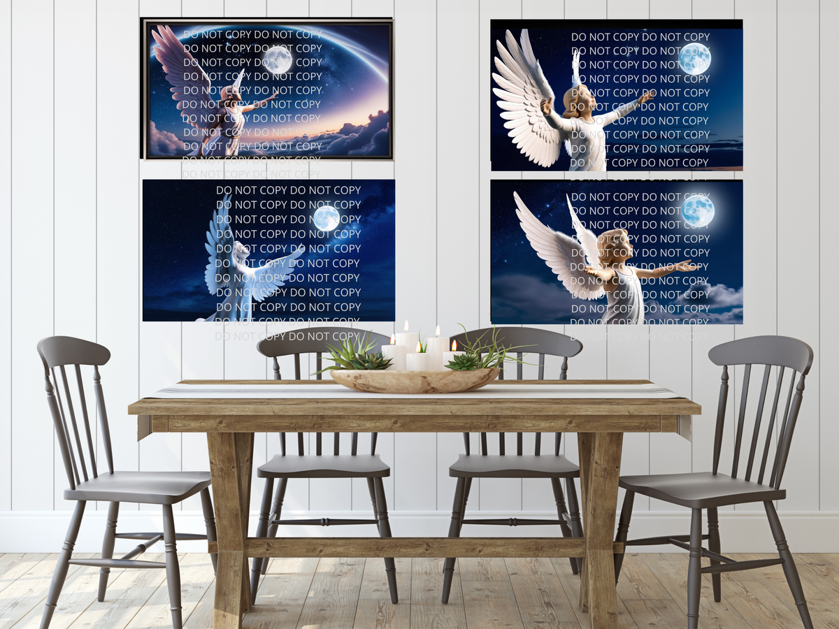 Angel at Night Digital Art in PDF SVG PNG File Formats