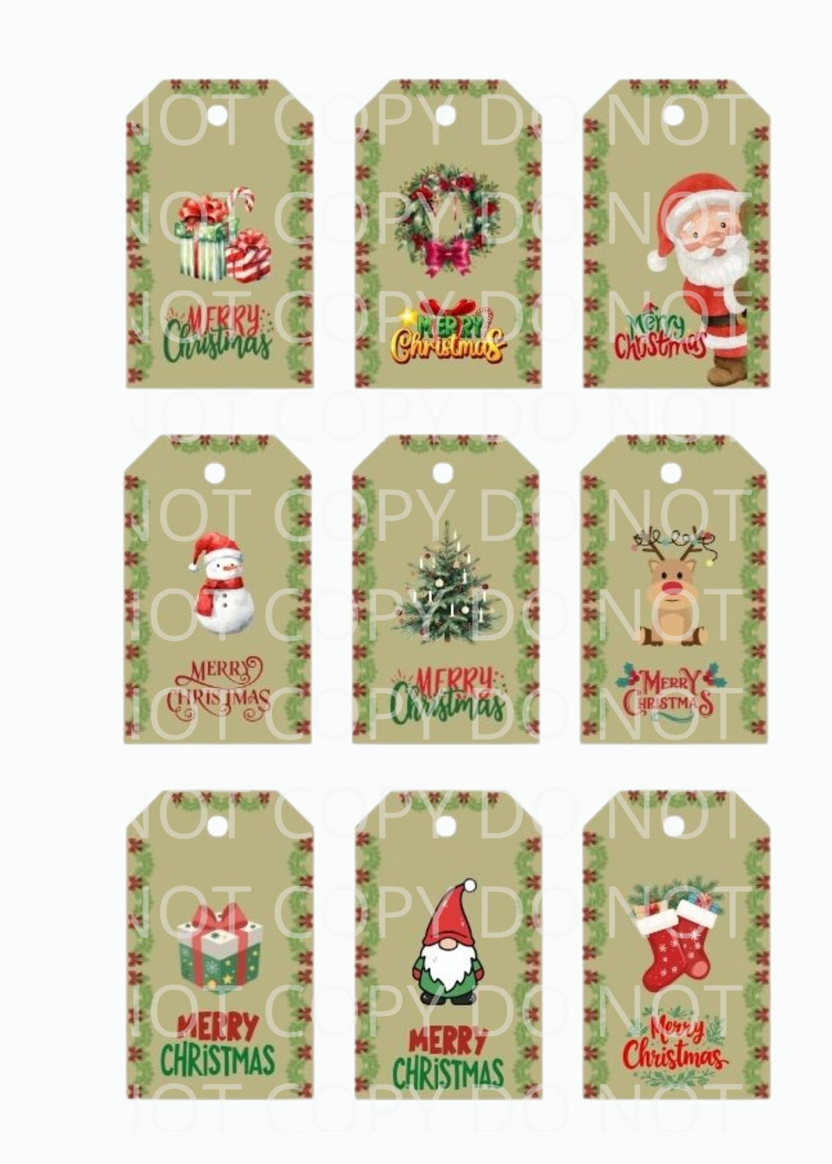 Printable Christmas Gift Tags Bundle – 12 Sheets of Assorted Buffalo Plaid, Farmhouse & Classic Holiday Gift Labels (PNG, JPG, PDF, SVG, PPTX)