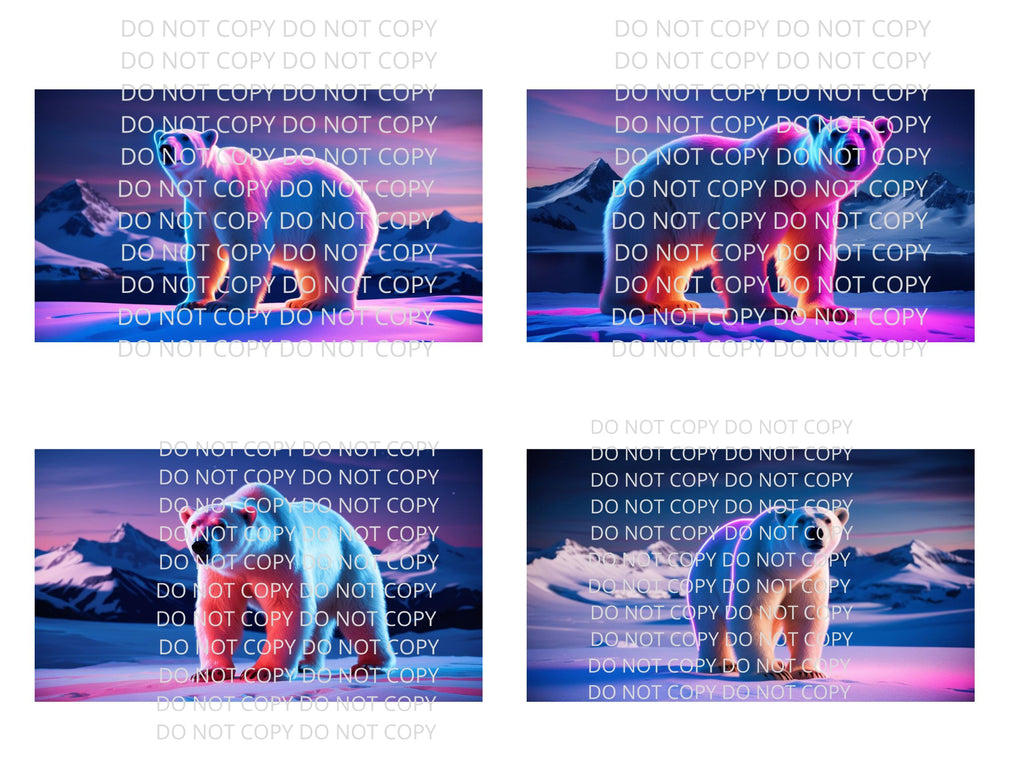Polar Bear Neon Digital Art in PDF SVG PNG File Formats