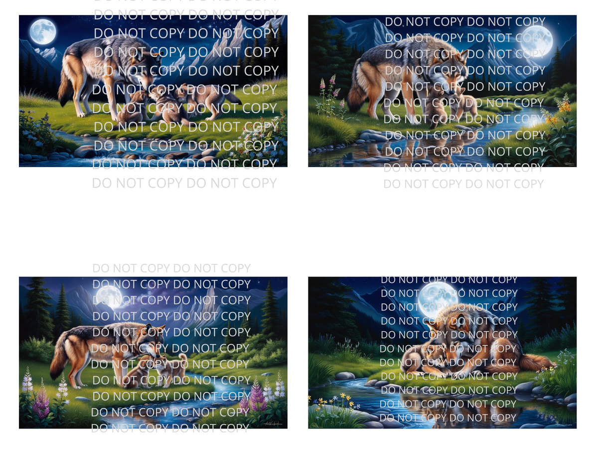 Mother Wolf and Cubs Digital Art in SVG PNG File Formats