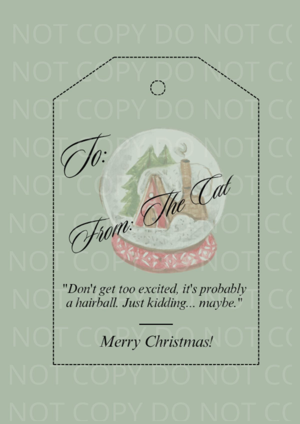 Printable Christmas Gift Tags from the Dog and Cat | Funny Pet Perspective Holiday Present Tags Pack | Aesthetic Sage Green Watercolor Sheet PNG JPG PDF SVG PPTX