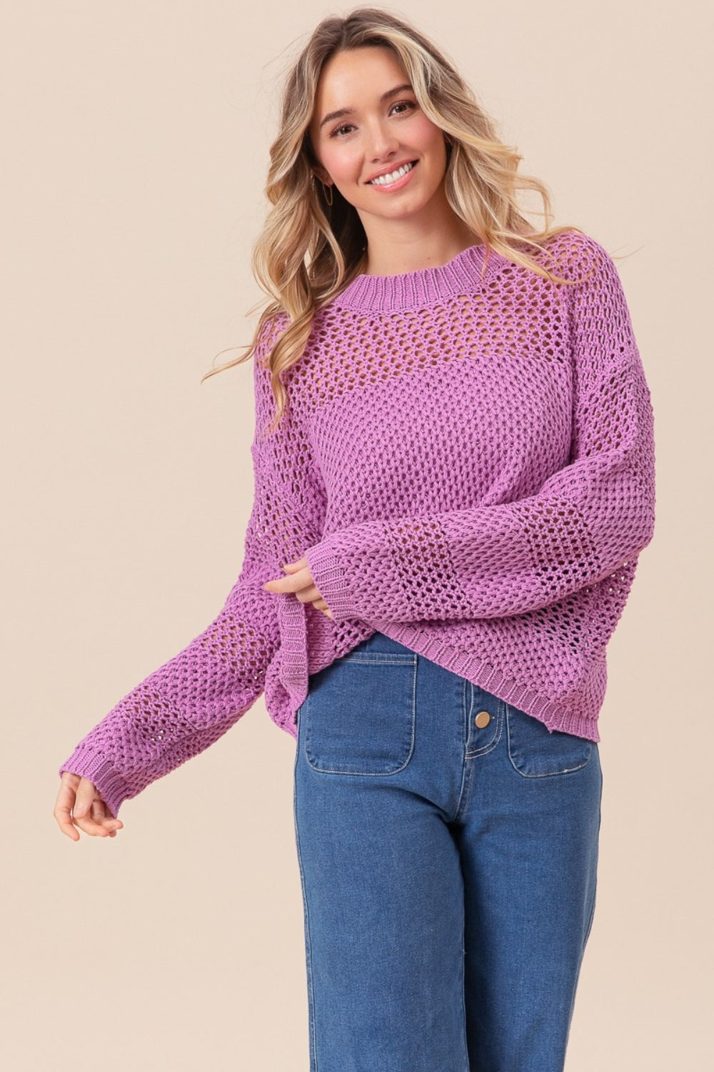 BiBi Openwork Long Sleeve Knit Top - Brand BiBi